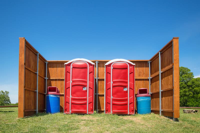 Short-term porta potty units staged for delivery in Westfield, Massachusetts